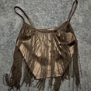 Fringe Black Camisole Top